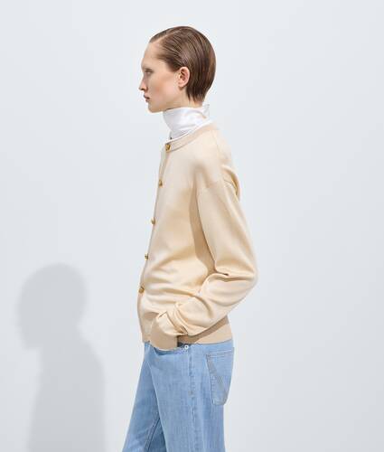 Cardigan en maille de soie double pour Femme en Prosecco/chalk Bottega Veneta France FR - Image 2