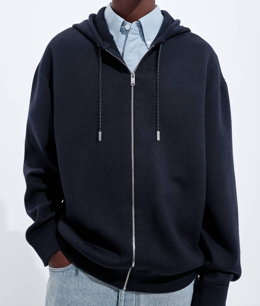 Men's Double Wool Hoodie  in Navy Bottega Veneta Belgium EN - Image 4