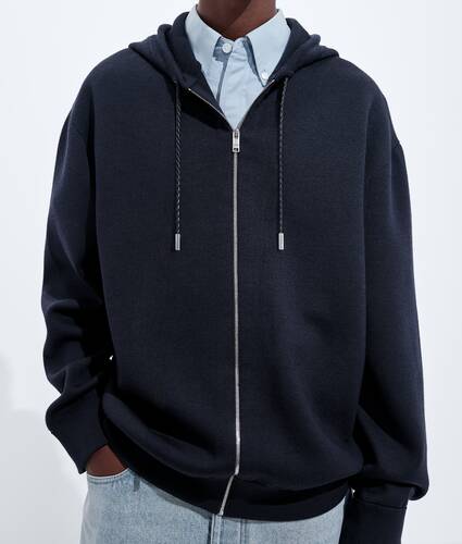 Men's Double Wool Hoodie  in Navy Bottega Veneta Belgium EN - Image 4