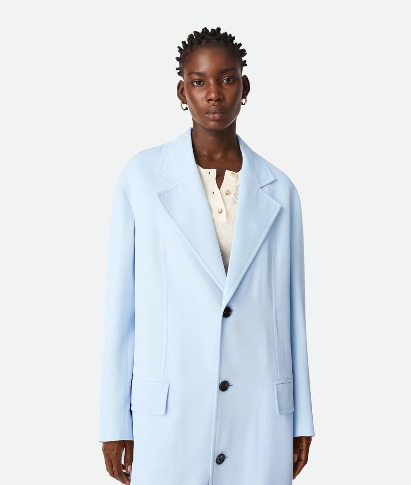Women's Viscose And Silk Twill Coat in Sky blue Bottega Veneta Denmark EN - Image 4