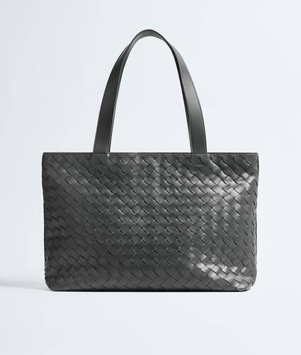 Men's Small Intrecciato Zipped Tote in Obsidian grey Bottega Veneta United Kingdom EN - Image 1