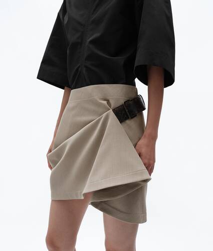 Rock aus Wolltwill f&uuml;r Damen in Beige melange Bottega Veneta &Ouml;sterreich DE - Image 2