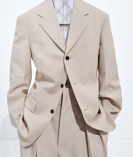 Women's Wool And Cotton Jacket in Beige/light blue Bottega Veneta United States EN - Image 5