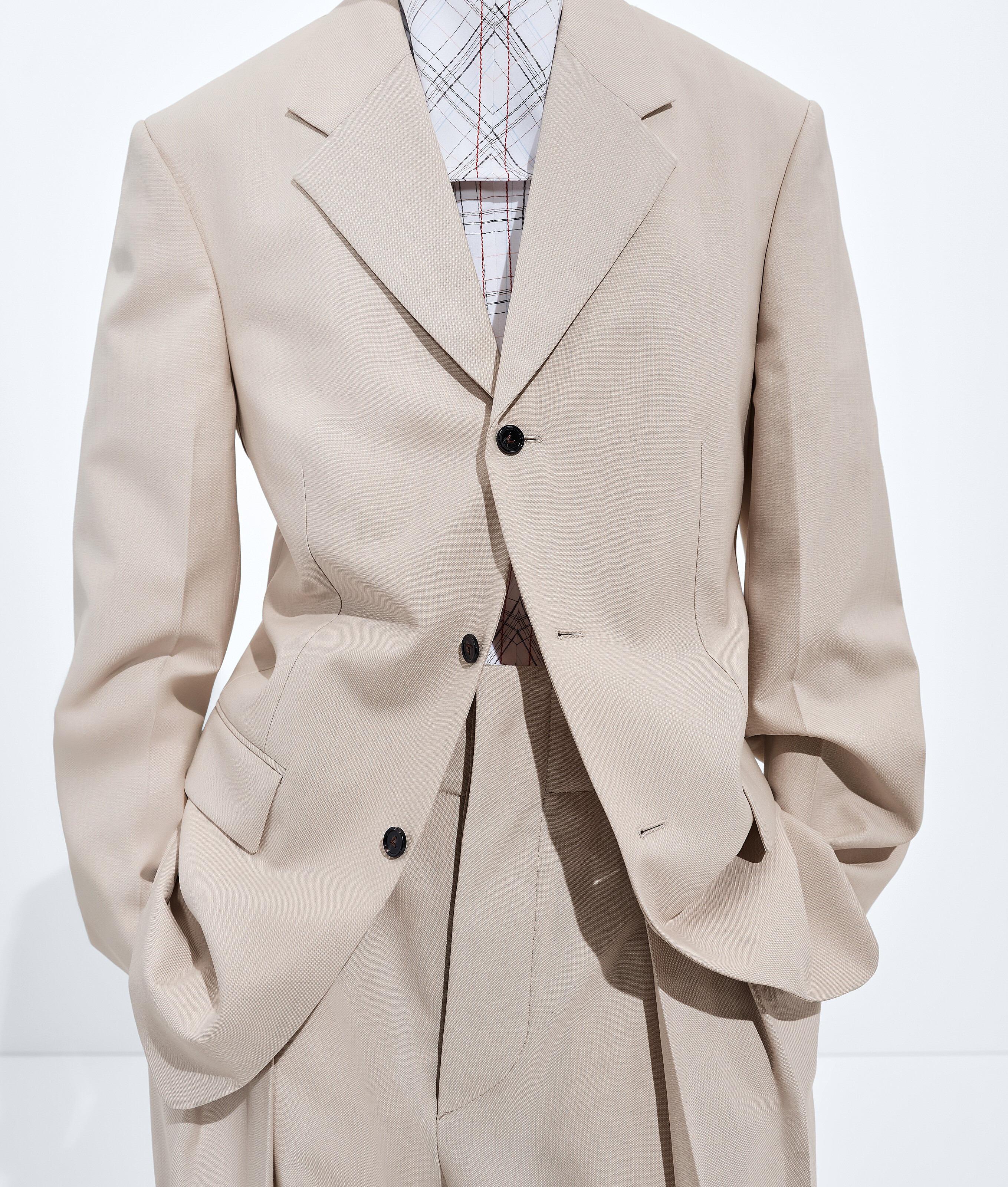Women's Wool And Cotton Jacket in Beige/light blue Bottega Veneta Luxembourg EN - Image 5