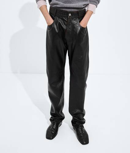 Men's Weathered Leather Pants in Black/brown Bottega Veneta Canada EN - Image 4