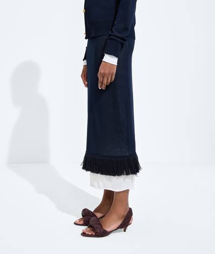 Women's Silk Double Knit Skirt in Midnight blue/chalk Bottega Veneta Belgium EN - Image 2