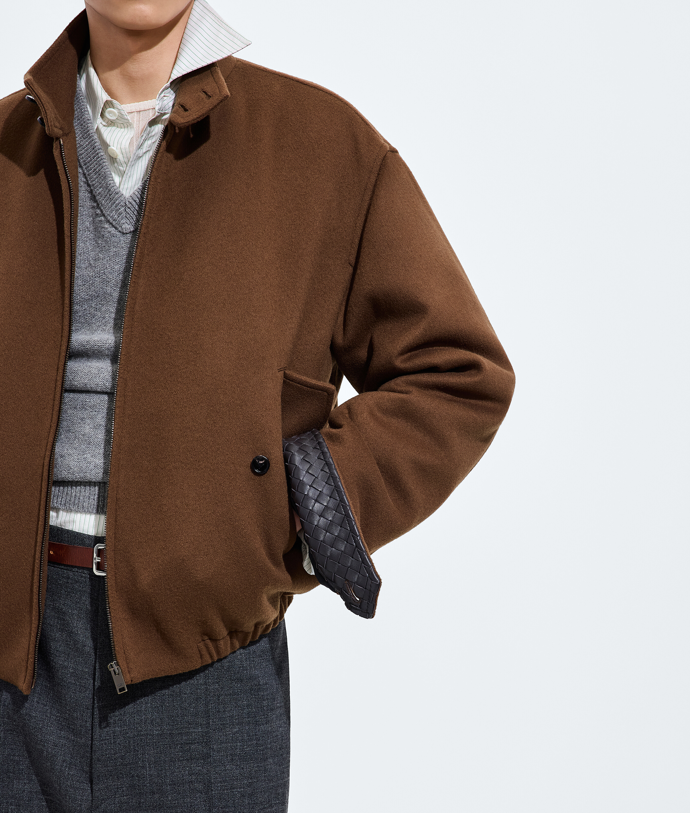 Men's Wool and Cashmere Blouson in Sepia brown Bottega Veneta Luxembourg EN - Image 5