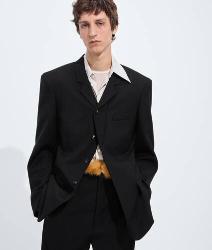 Men's Wool and Mohair Gabardine Jacket in Double black Bottega Veneta Canada EN - Image 1