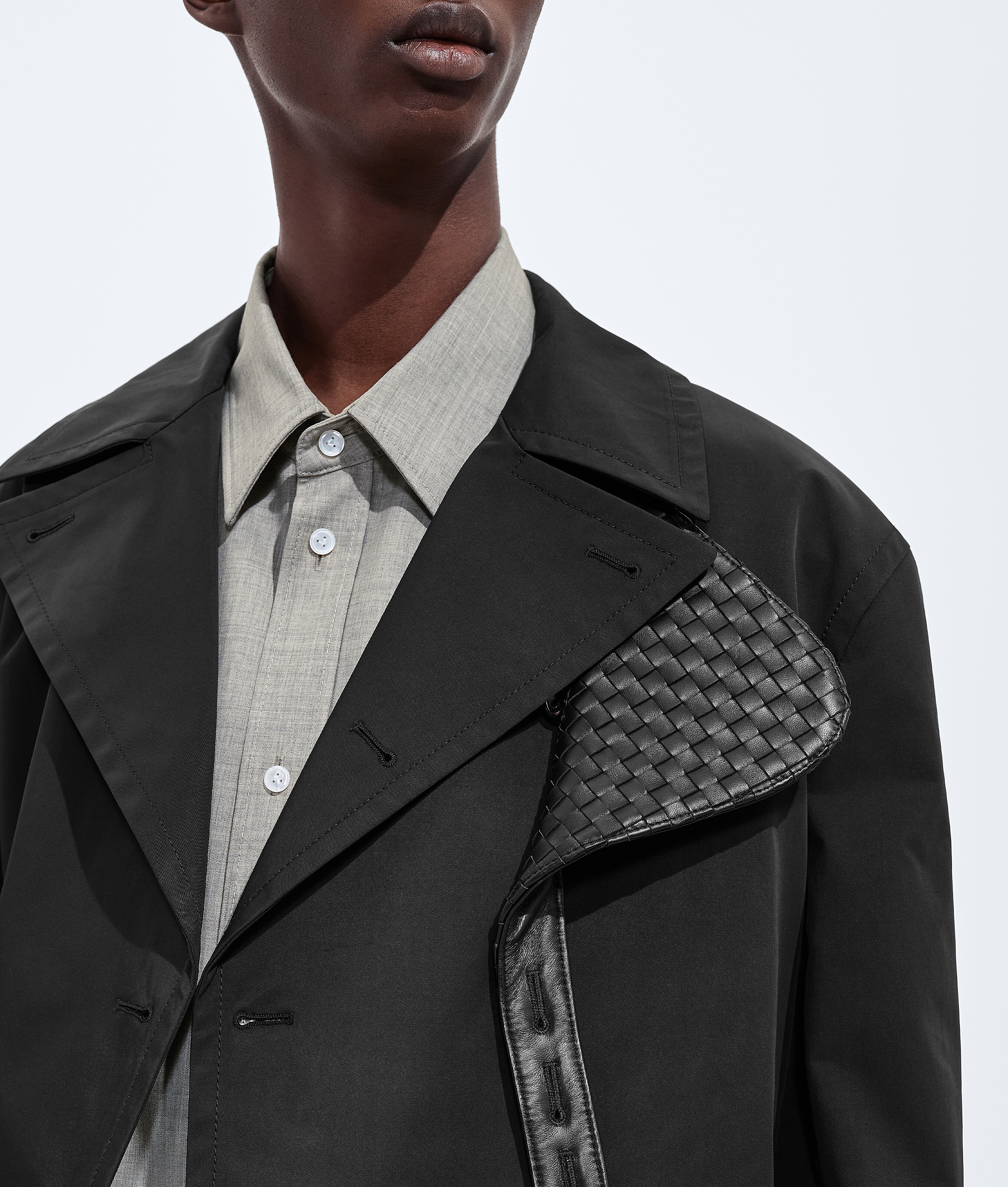 Men's Nylon And Cotton Coat  in Double black Bottega Veneta Finland EN - Image 3