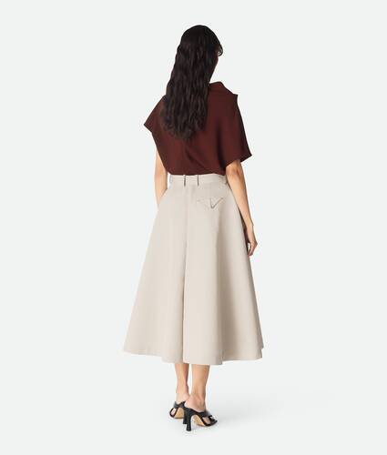 Women's Silk And Cotton Twill Culotte in Grey putty Bottega Veneta Netherlands EN - Image 3