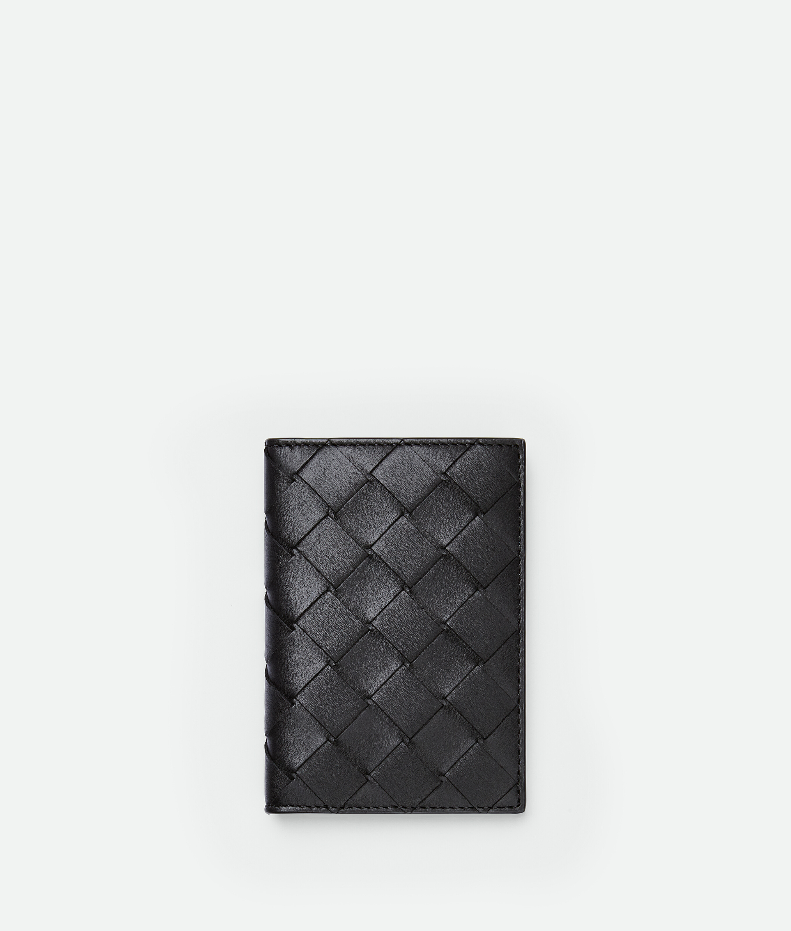 Intrecciato Flap Card Case in Black — 809131124