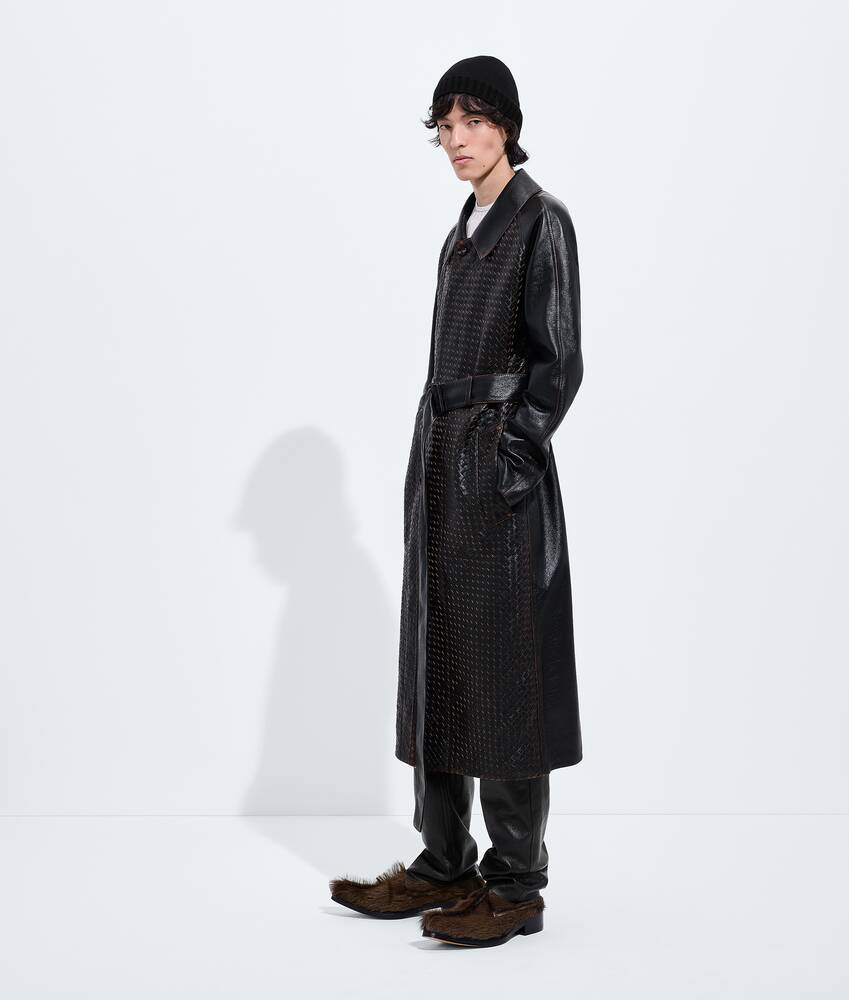 Men's Weathered Leather Coat in Black/brown Bottega Veneta Poland EN - Image 2