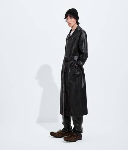 Men's Weathered Leather Coat in Black/brown Bottega Veneta Poland EN - Image 2