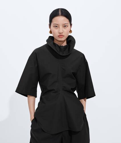 Women's Compact Cotton Toile Top in Double black Bottega Veneta United States EN - Image 1