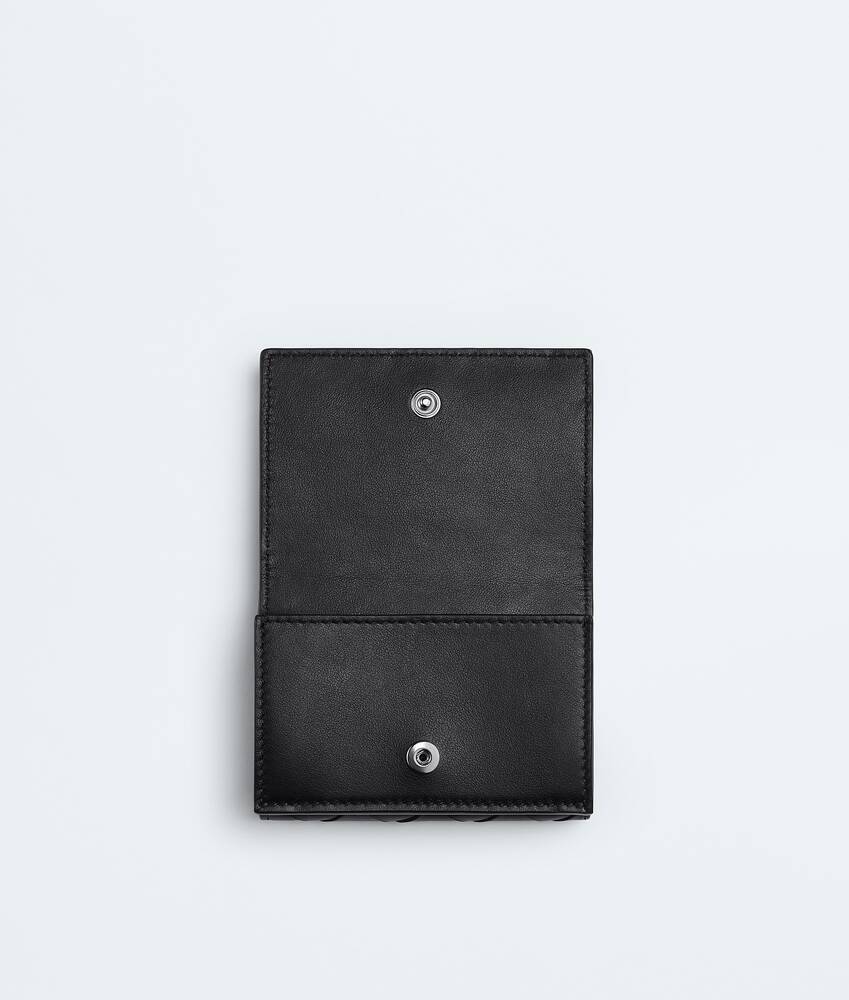 Men's Intrecciato Tiny Tri-Fold Wallet in Nero Bottega Veneta Italy EN - Image 4