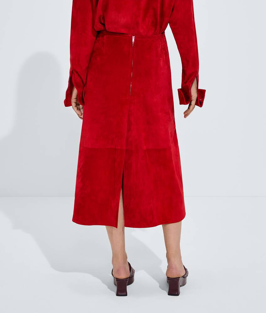 Women's Suede Leather Skirt in Crave Bottega Veneta Belgium EN - Image 3