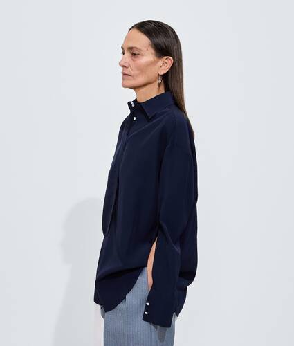 Women's Fluid Silk And Viscose Shirt  in Midnight blue Bottega Veneta Portugal EN - Image 2