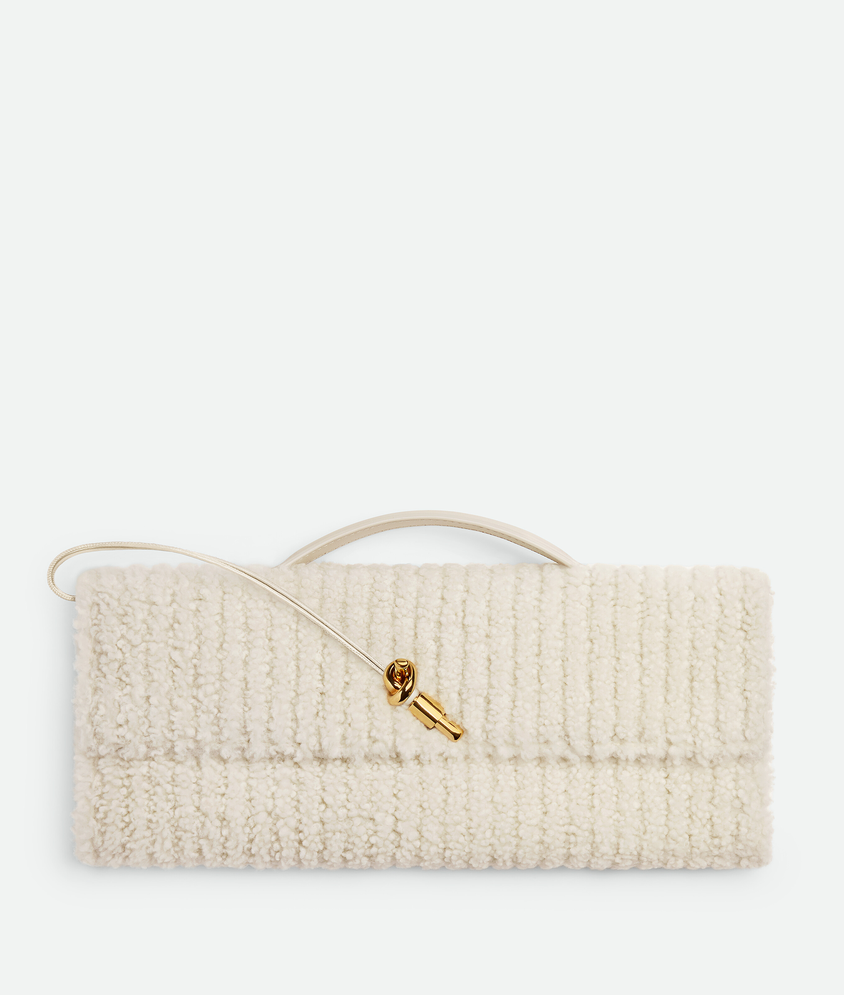 Bottega Veneta Shearling Andiamo Clutch Bag In Neutral