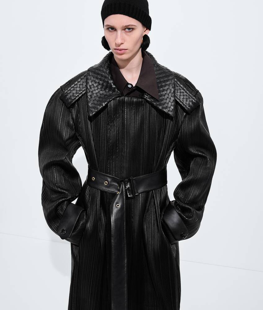 Cappotto in pelle plissettato da Donna in Double black Bottega Veneta Italia IT - Image 2