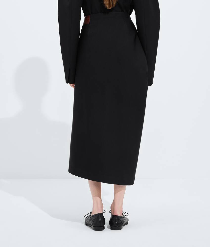 Rock aus Grain-de-Poudre-Wolle f&uuml;r Damen in Double black Bottega Veneta Deutschland DE - Image 3