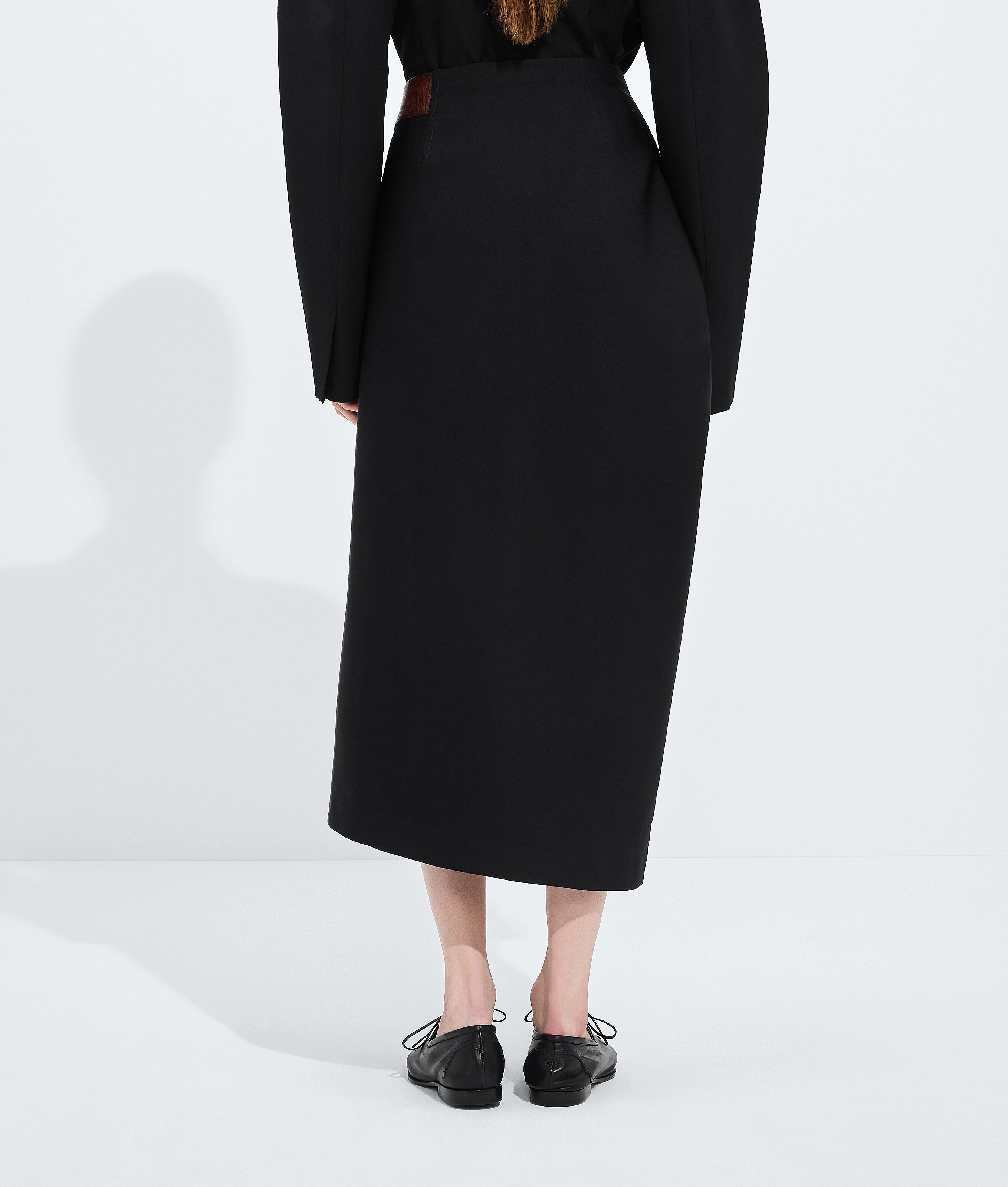 Women's Wool Grain De Poudre Skirt in Double black Bottega Veneta Portugal EN - Image 3