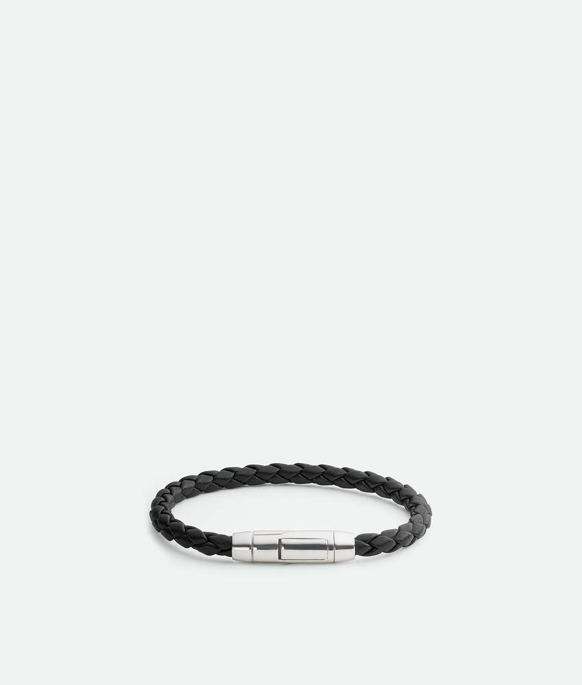Men's Braid Leather Bracelet in Black Bottega Veneta Romania EN - Image 3