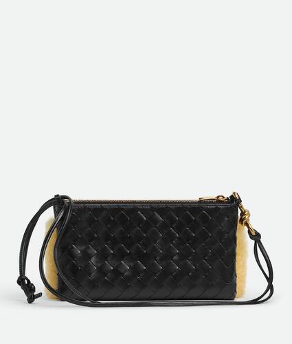 Women's Andiamo Double Pouch in Popcorn/black Bottega Veneta Brazil EN - Image 4