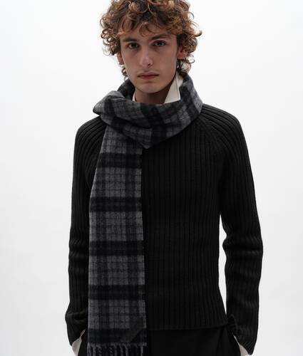 Sciarpa in lana e cashmere da Uomo in Harbor grey/black Bottega Veneta Italia IT - Image 2