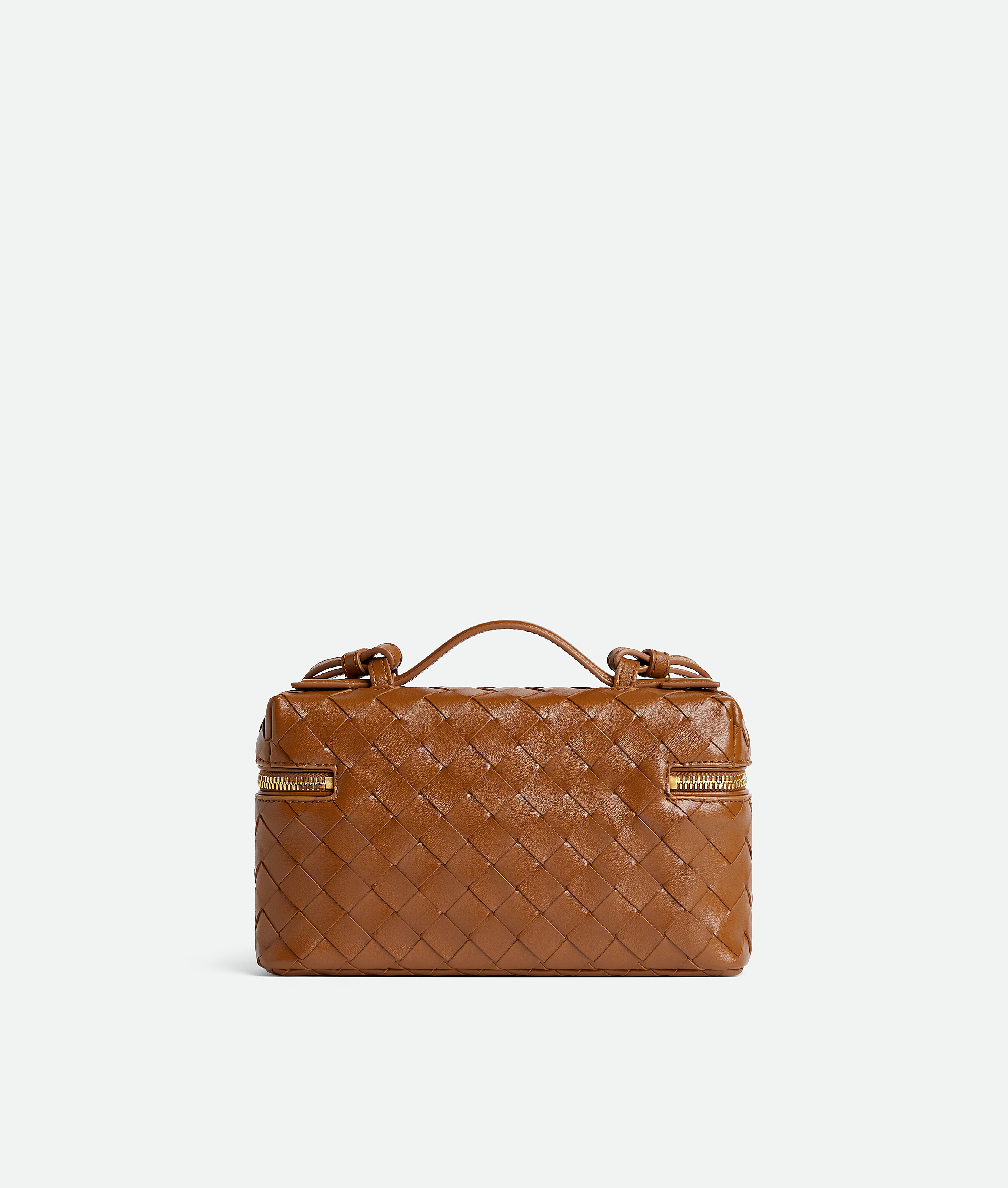 Bottega Veneta Women Bang Bang Leather Vanity-case With Intrecciato Motif In Brown