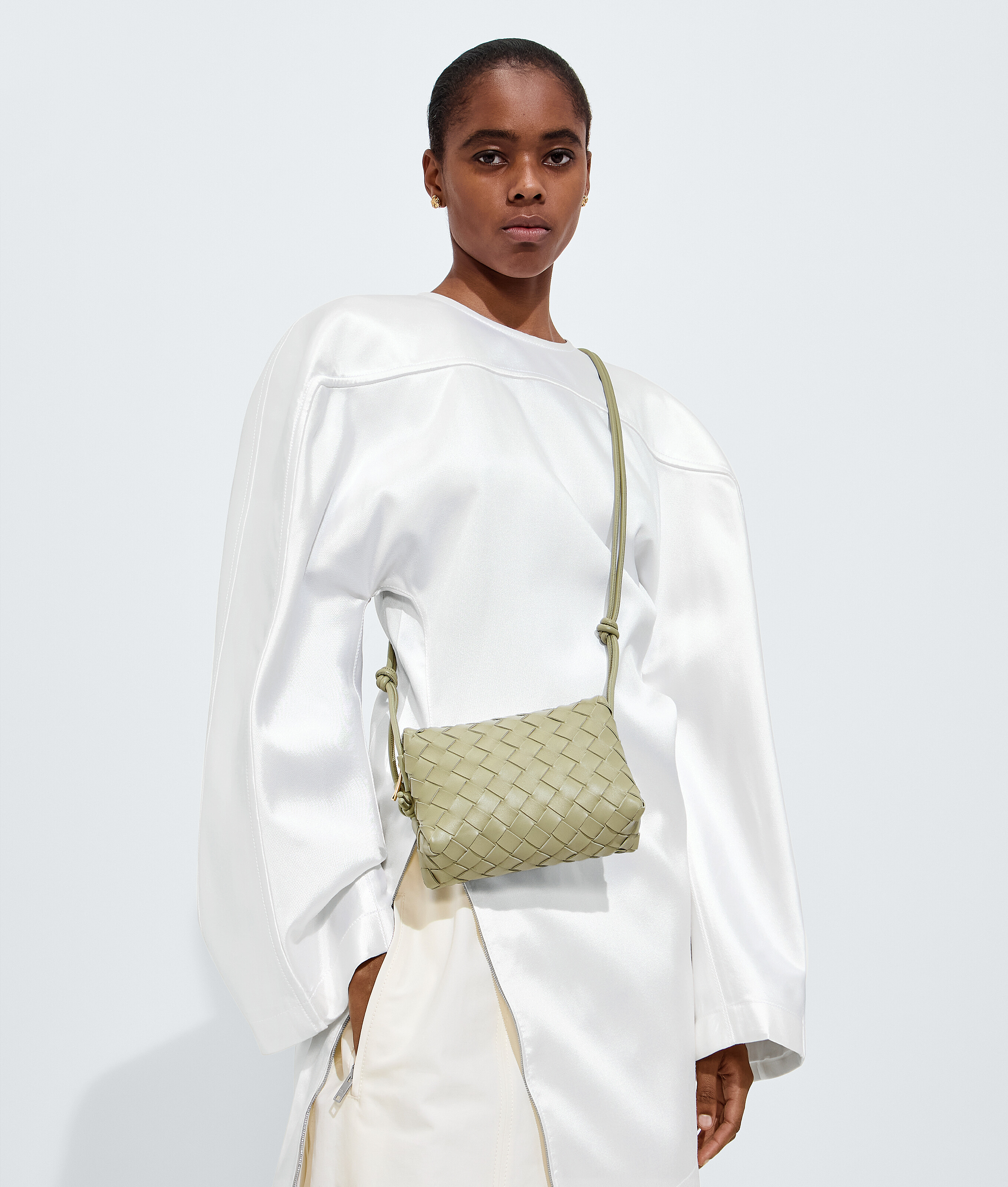Women's Mini Loop Camera Bag in Travertine Bottega Veneta France EN - Image 6
