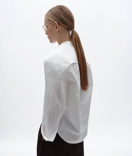 Women's Compact Cotton Poplin Shirt in White Bottega Veneta Cyprus EN - Image 2