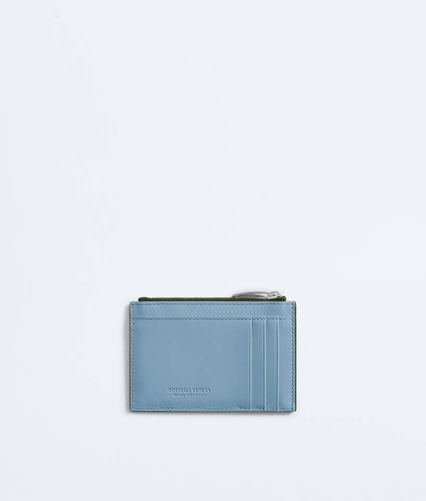 Men's Intrecciato Zipped Card Case  in Green tweed/mineral Bottega Veneta United Arab Emirates EN - Image 2