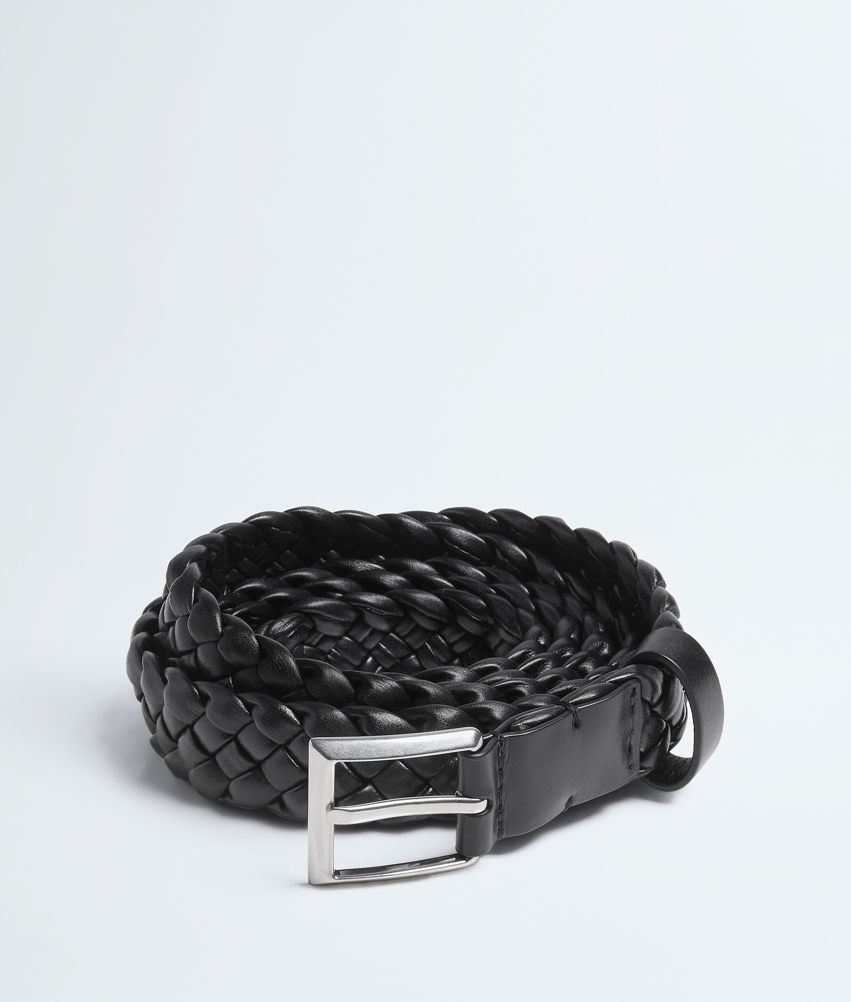 【箱付き】BOTTEGA VENETA ベルト　レザー　S ブラック　シルバー BOTTEGAVENETA (ボッテガヴェネタ) イントレチャート レザー ベルト