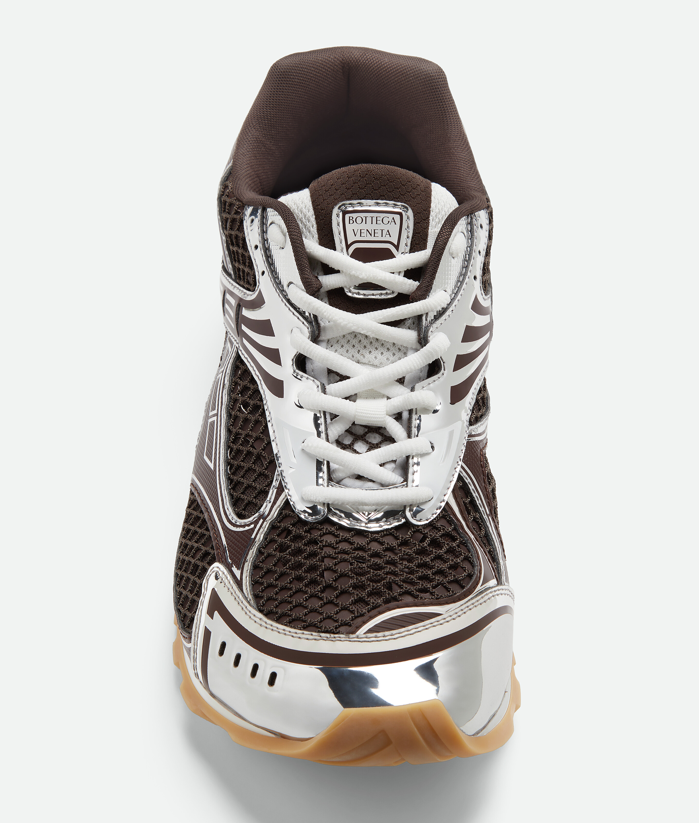Bottega Veneta Men 'orbit' Bordeaux Running Sneakers With Logo Lettering Print In Tech Fabric Man In Silver
