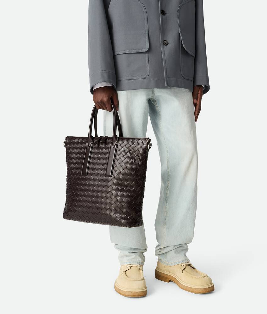 Men's Intrecciato Zipped North-South Tote in Fondant Bottega Veneta United Kingdom EN - Image 5