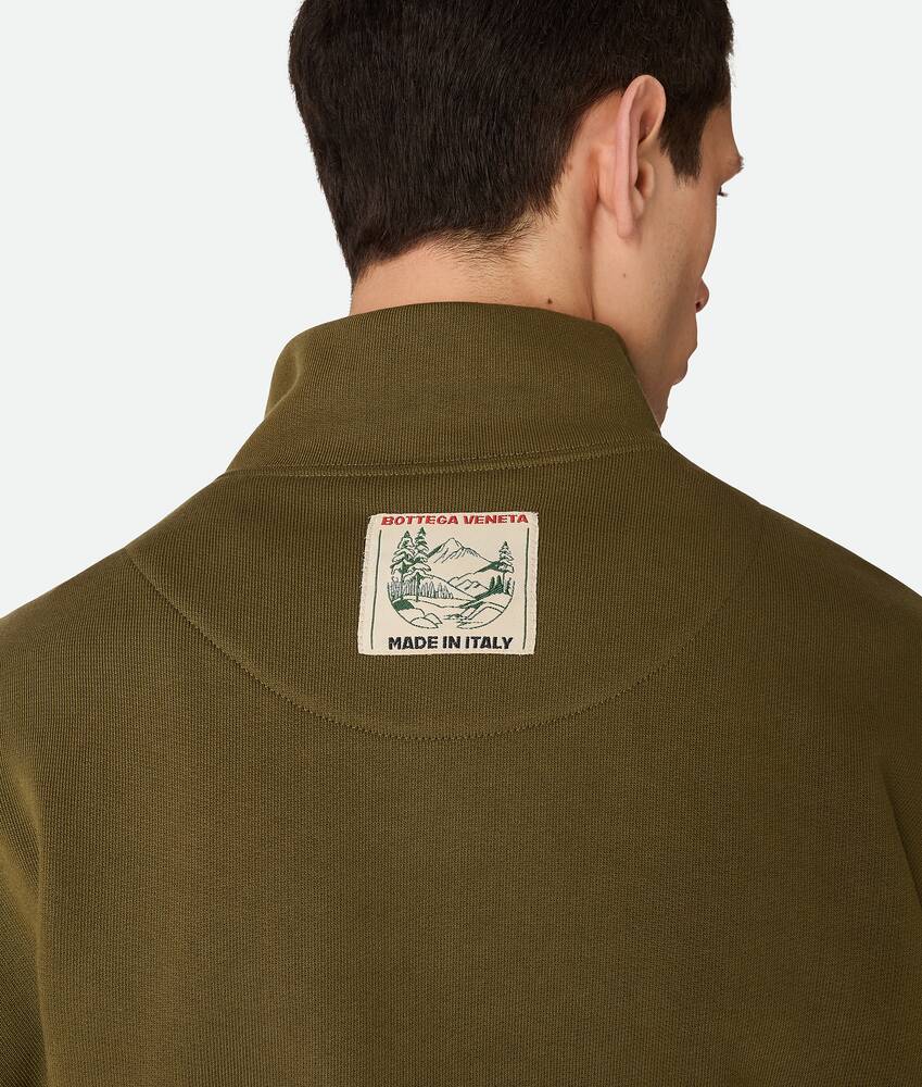 Men's Cotton Fleece Zip Sweatshirt in Pine green Bottega Veneta Sweden EN - Image 4