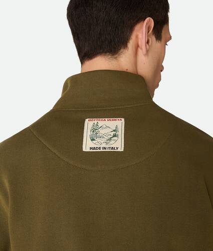 Men's Cotton Fleece Zip Sweatshirt in Pine green Bottega Veneta United Kingdom EN - Image 4