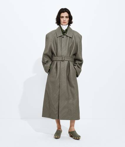 Intrecciato Leather Coat