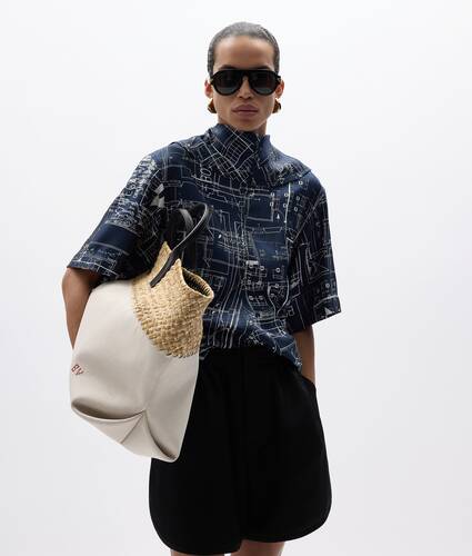 プリント シルクツイル トップス のために ウィメンズ で ミッドナイトブルー/チョーク Bottega Veneta 日本 JA - Image 1