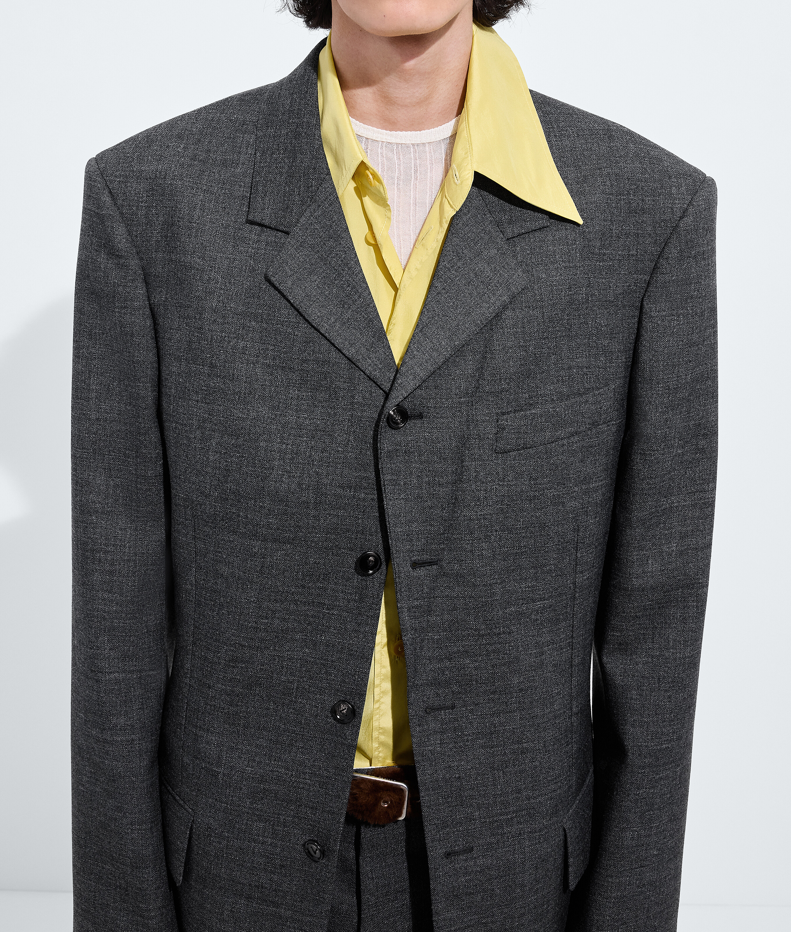 Men's Shetland Wool Toile Jacket in Ardoise melange Bottega Veneta Luxembourg EN - Image 5