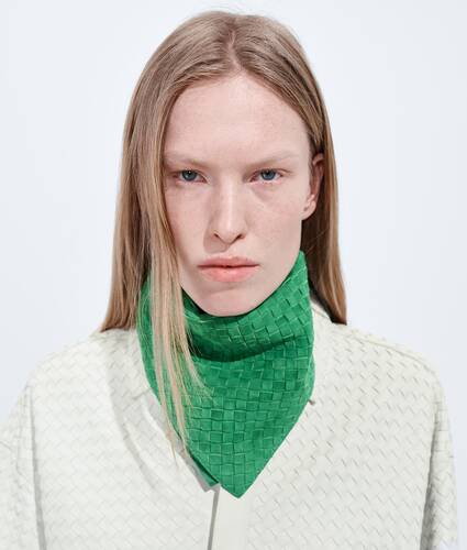 Pa&ntilde;uelo de piel Intrecciato para Mujer en Grass green Bottega Veneta Espa&ntilde;a ES - Image 2