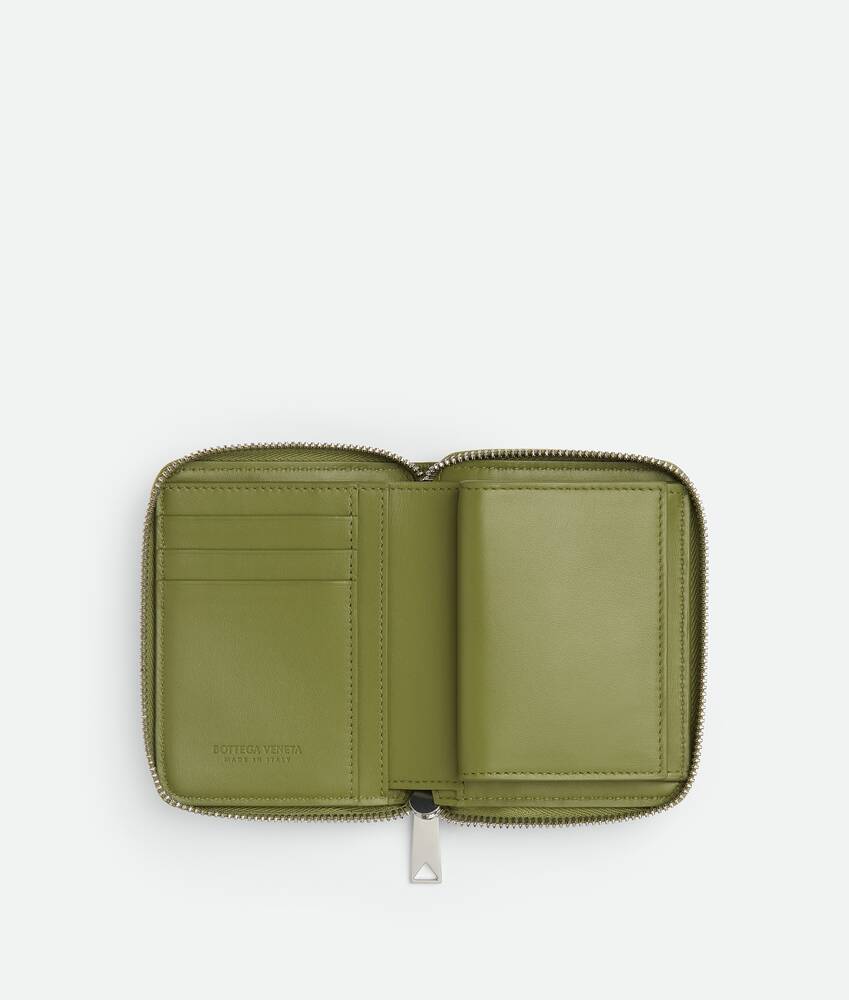 Men's Intrecciato Stamp North/South Compact Zip Around Wallet in Matcha Bottega Veneta Japan EN - Image 2