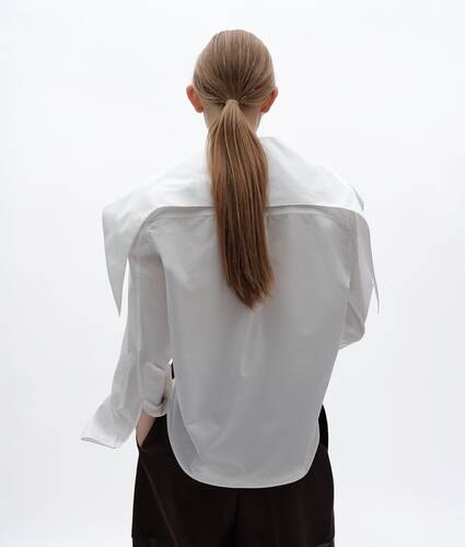 Women's Compact Cotton Poplin Shirt in White Bottega Veneta Cyprus EN - Image 3