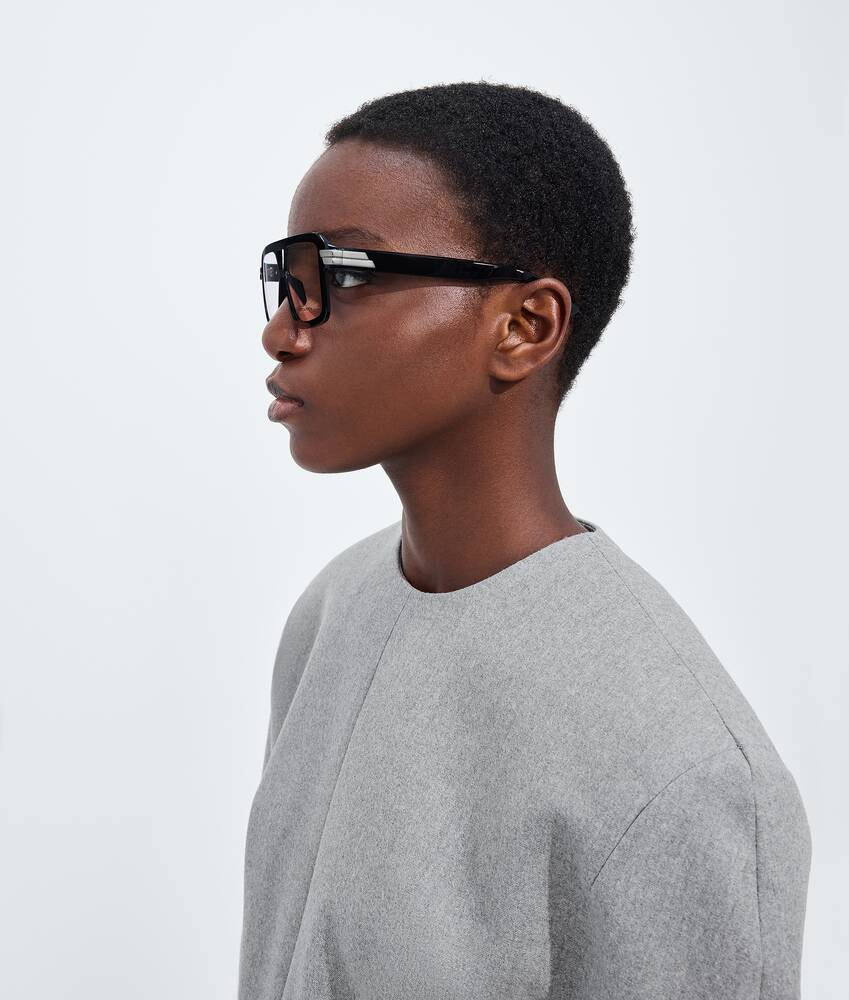 Mitre Aviator Eyeglasses in Black/transparent Bottega Veneta Croatia EN - Image 2