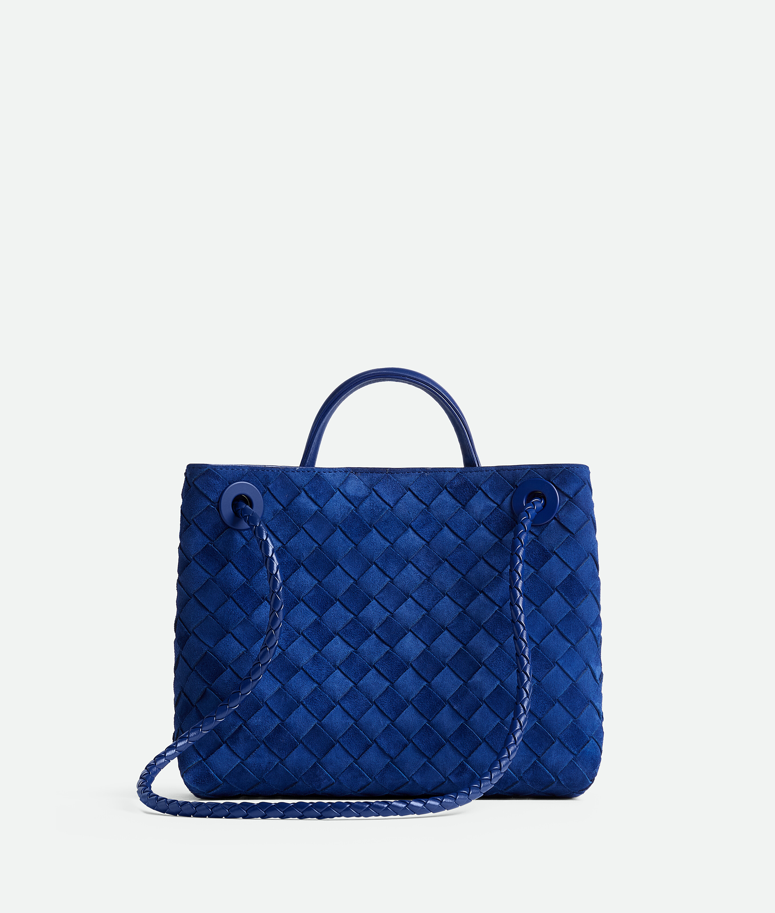 Bottega Veneta Small Intrecciato Leather Andiamo Top-handle Bag In Blue