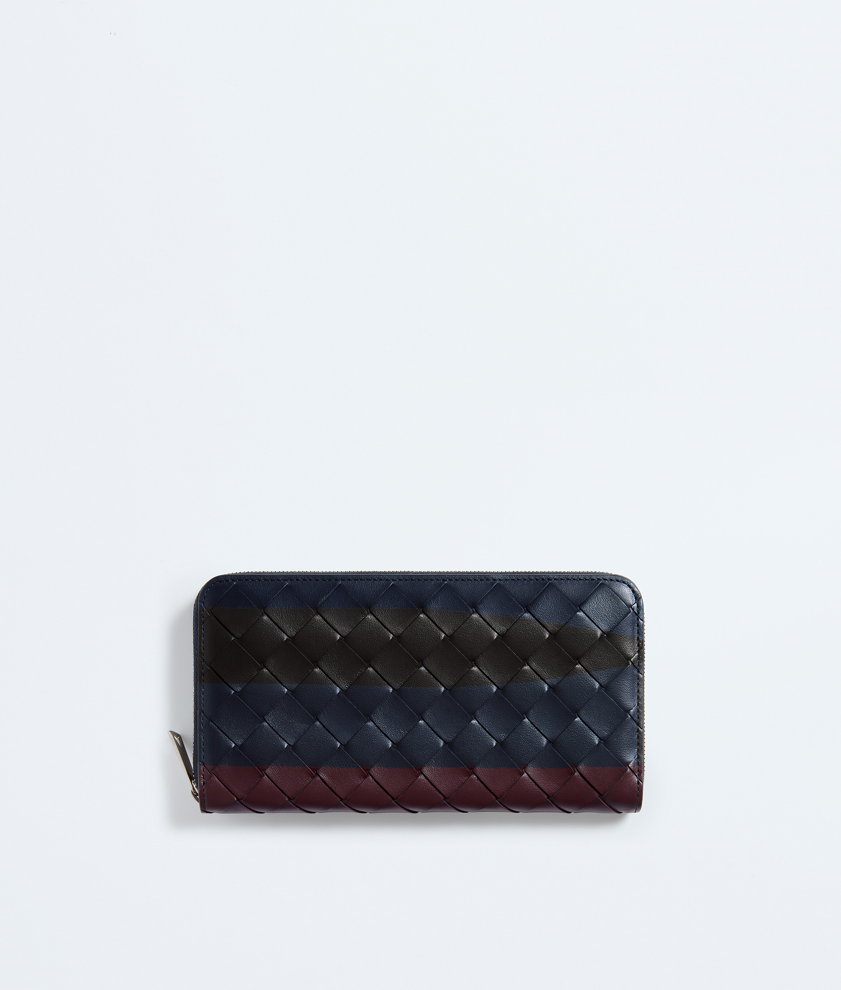 Bottega Veneta Blue Intrecciato Zip Around Wallet - Man - U
