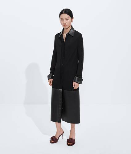 Women's Crepe Viscose Jersey Dress in Double black Bottega Veneta Luxembourg EN - Image 1