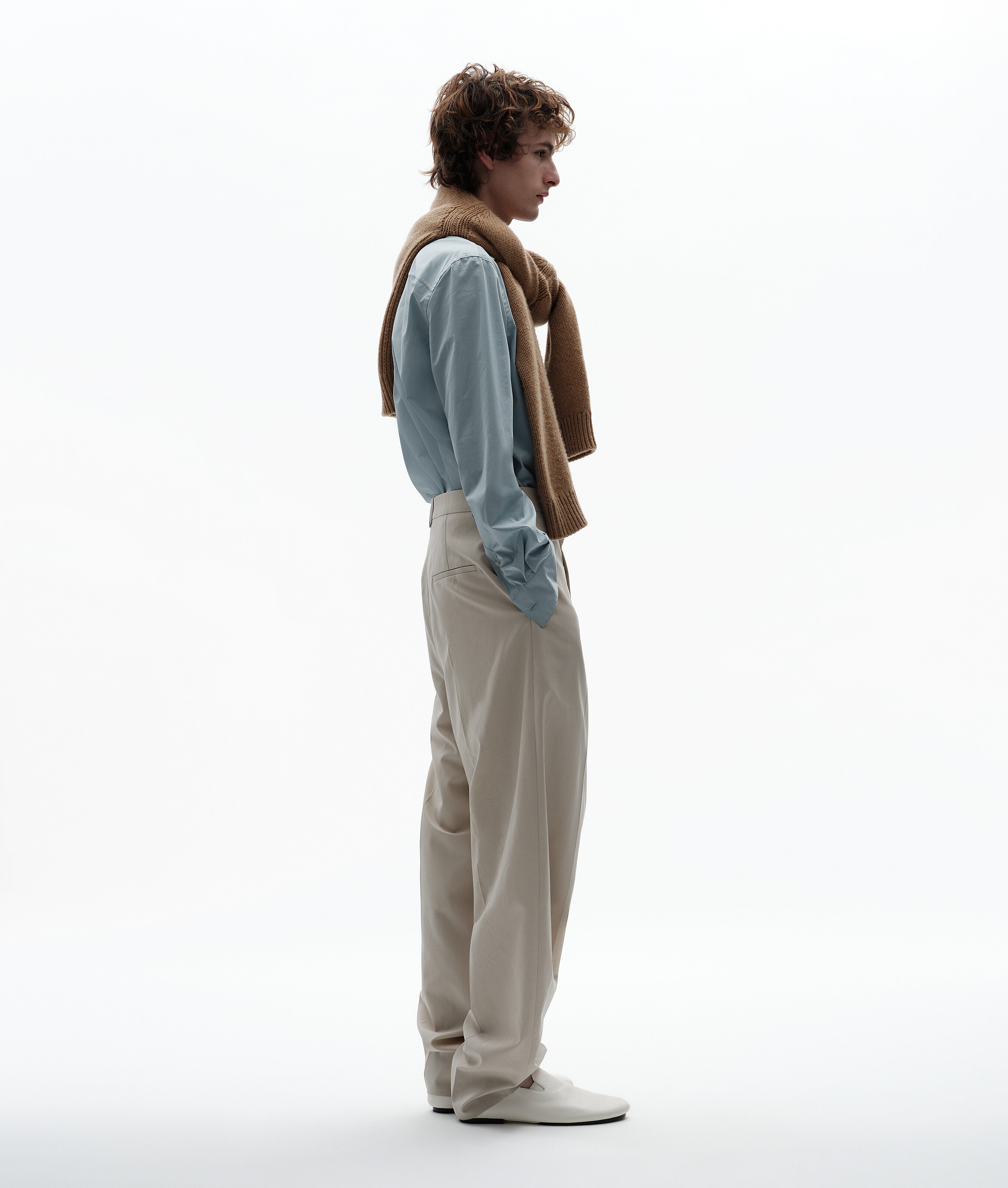 Men's Cotton Poplin Shirt in Blue shirt Bottega Veneta Luxembourg EN - Image 3