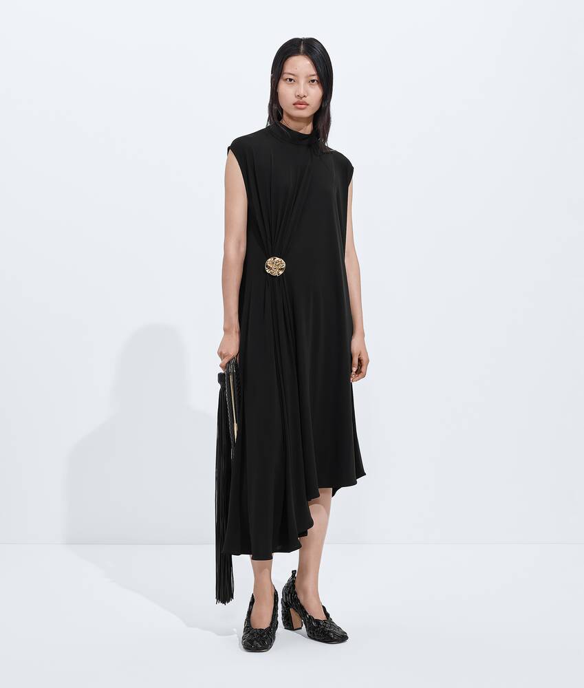 Women's Crepe Viscose Jersey Dress in Black | Bottega Veneta GR Women's Crepe Viscose Jersey Dress in Black | Bottega Veneta GR