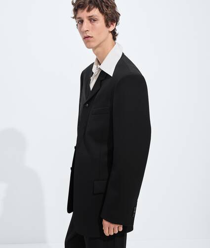 Men's Wool and Mohair Gabardine Jacket in Double black Bottega Veneta Canada EN - Image 2